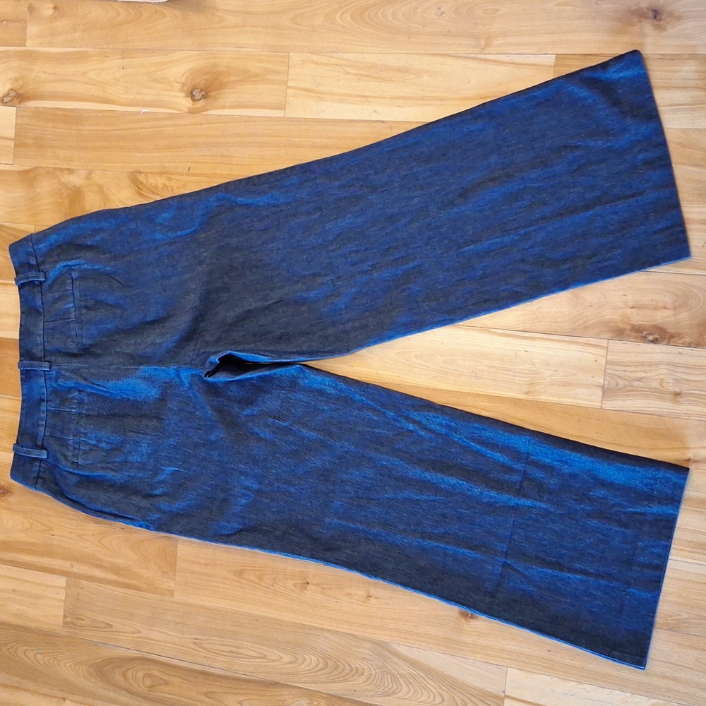 Talbots Weston Wide-leg High Waisted Pants Size 12 Blue Lyocel Cotton Old Money - Picture 11 of 13